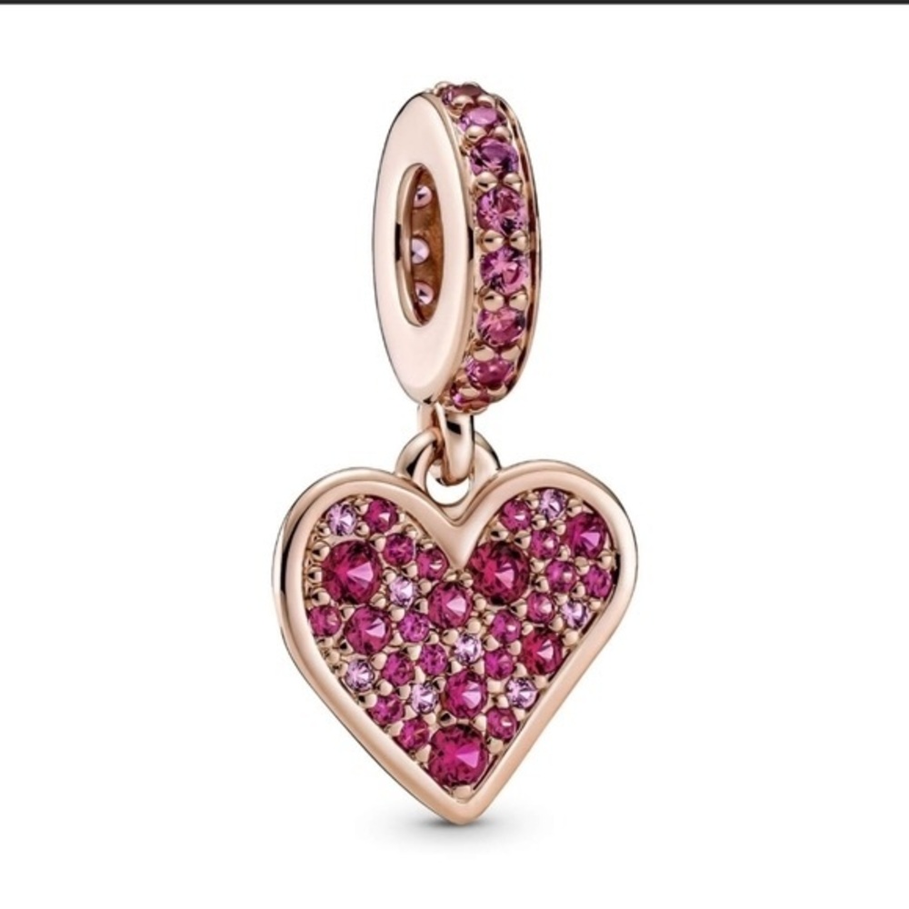 Rose Gold Heart Pendant with Pink Crystals